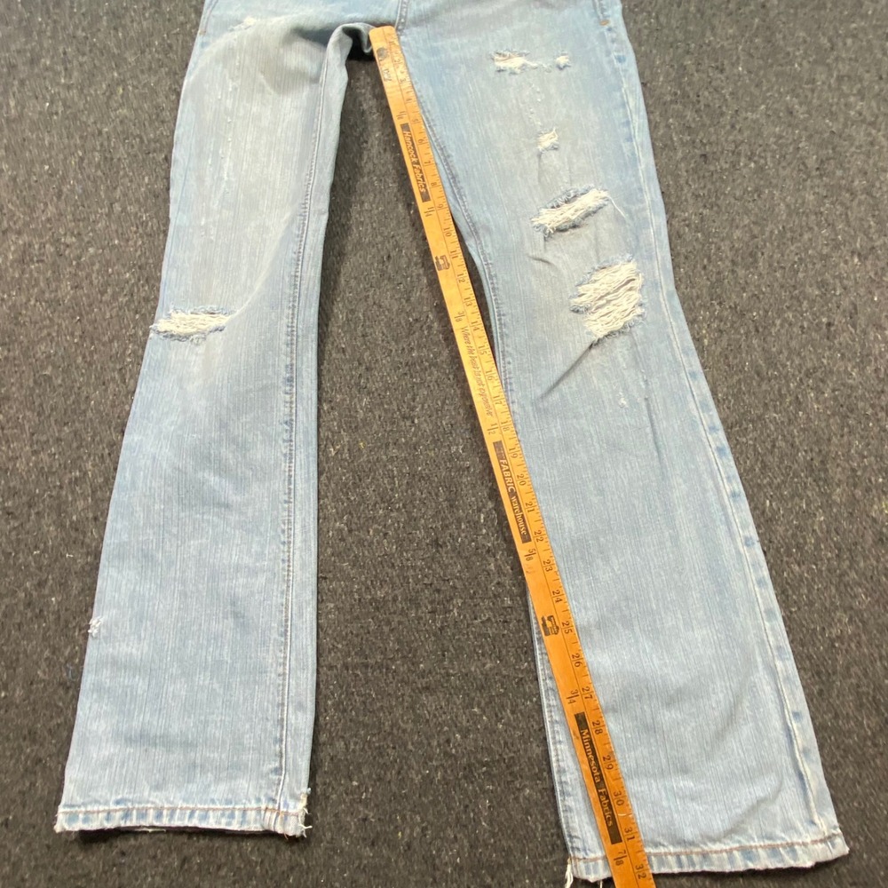 American Eagle Jeans 4 Regular Womens Light Blue Distressed Bootcut Low Rise - Picture 12 of 14